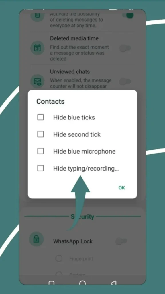 GB WhatsApp hide typing status screenshot